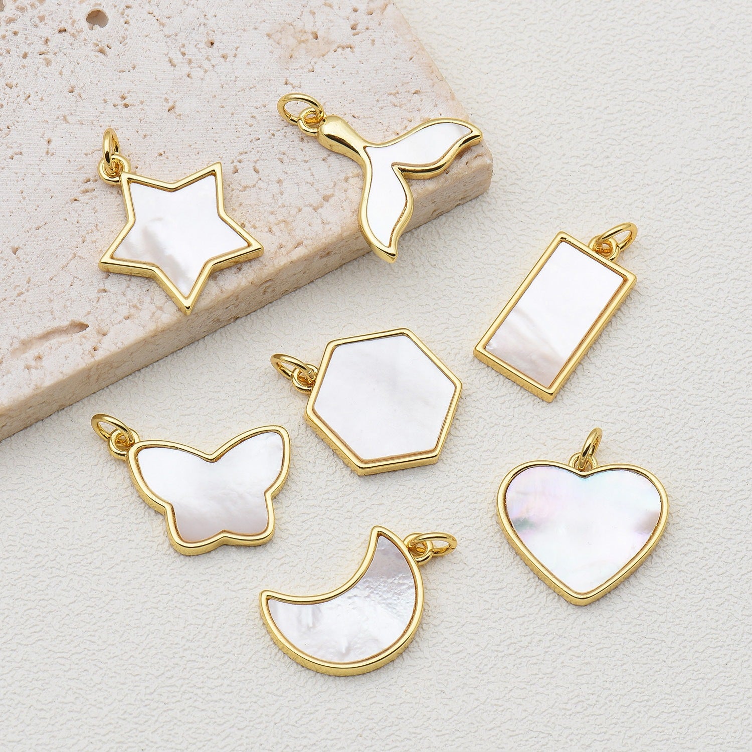 Shell copper gold-plated star butterfly pendant diy accessories clavicle chain fashion high-end necklace