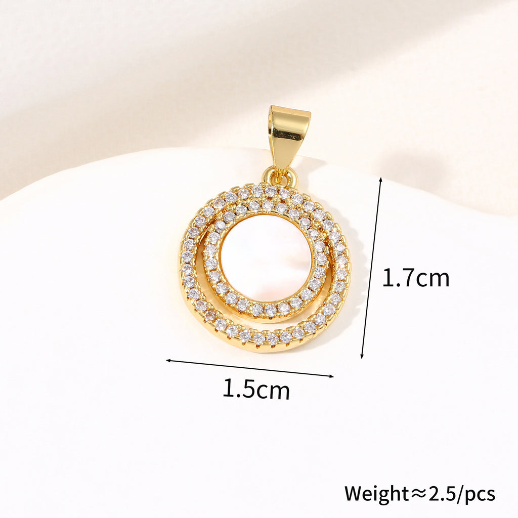 New Micro-Inlaid Zircon Round Shell Pendant Necklace Fashionable and Versatile Moon Jewelry for Women