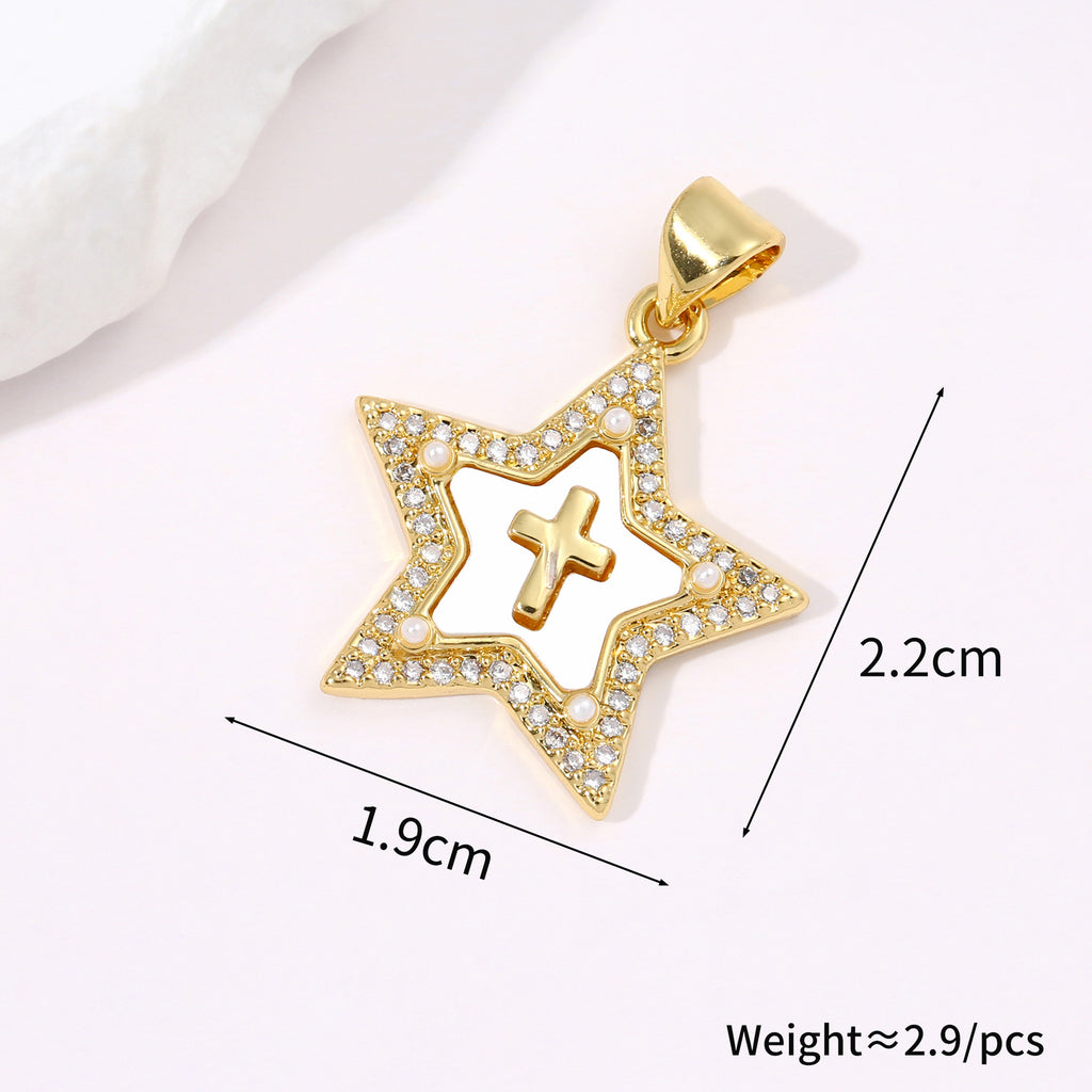 Simple star-shaped personality creative pendant necklace copper shell gold-plated micro-inlaid colorful zircon pendant accessories