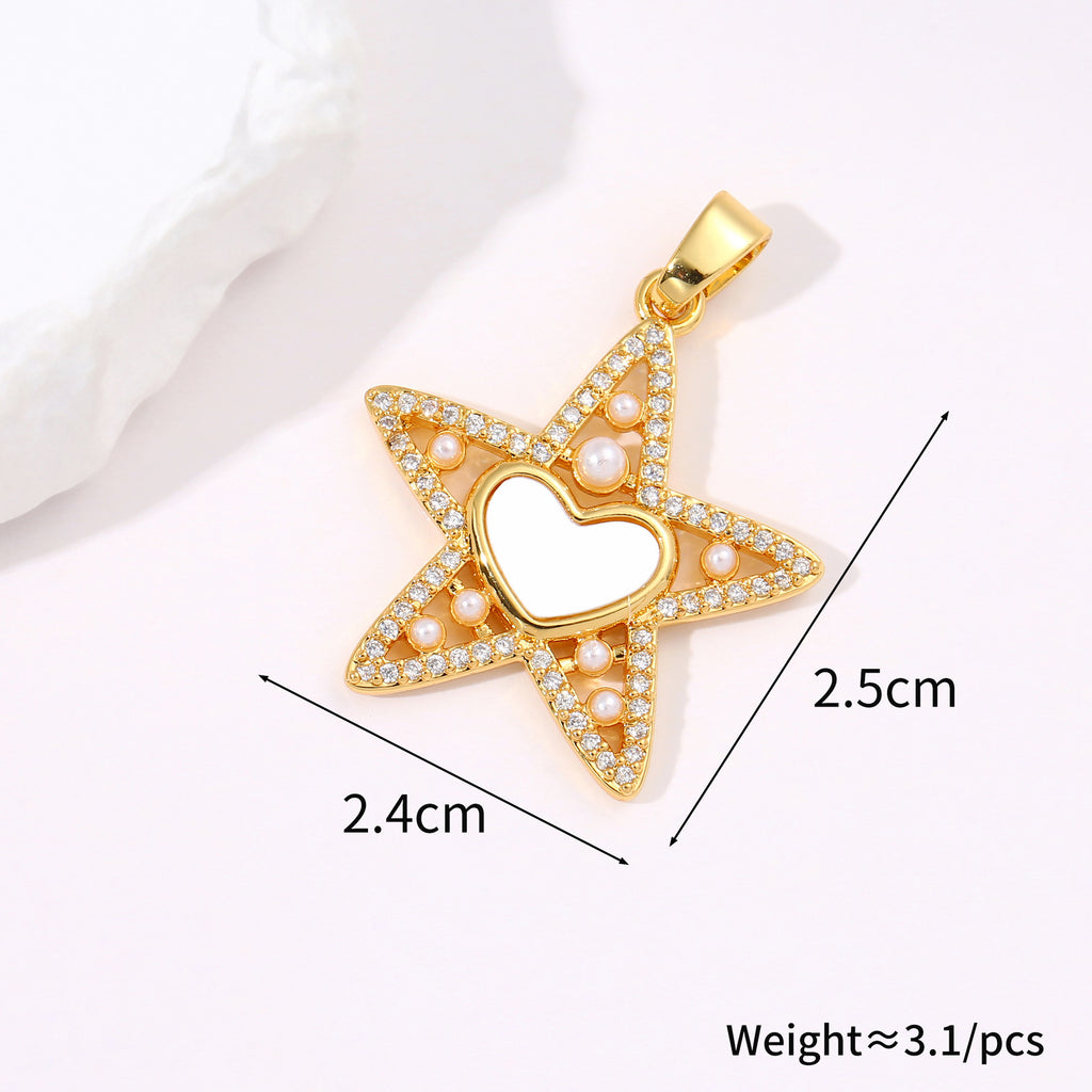 Simple star-shaped personality creative pendant necklace copper shell gold-plated micro-inlaid colorful zircon pendant accessories