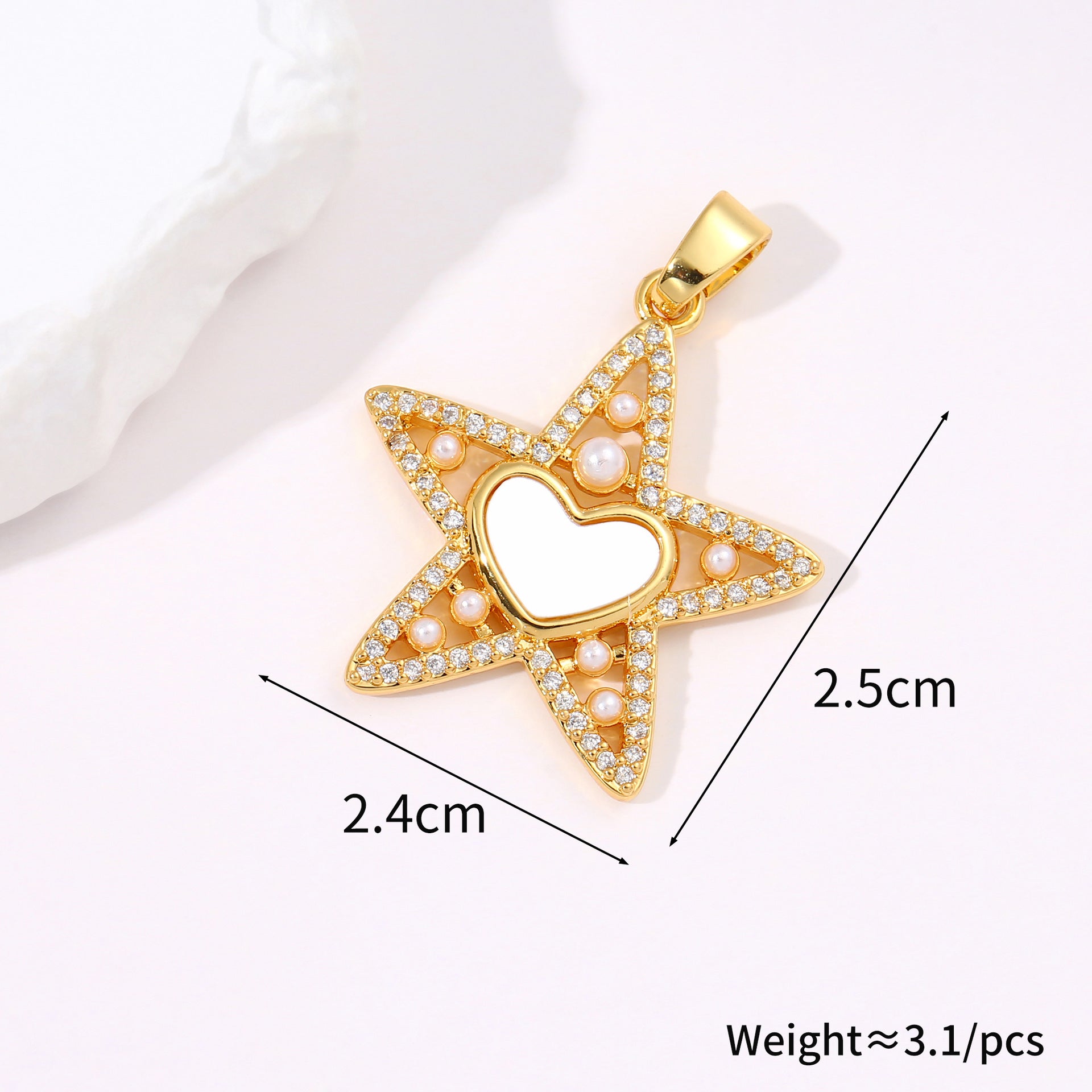 Simple star-shaped personality creative pendant necklace copper shell gold-plated micro-inlaid colorful zircon pendant accessories