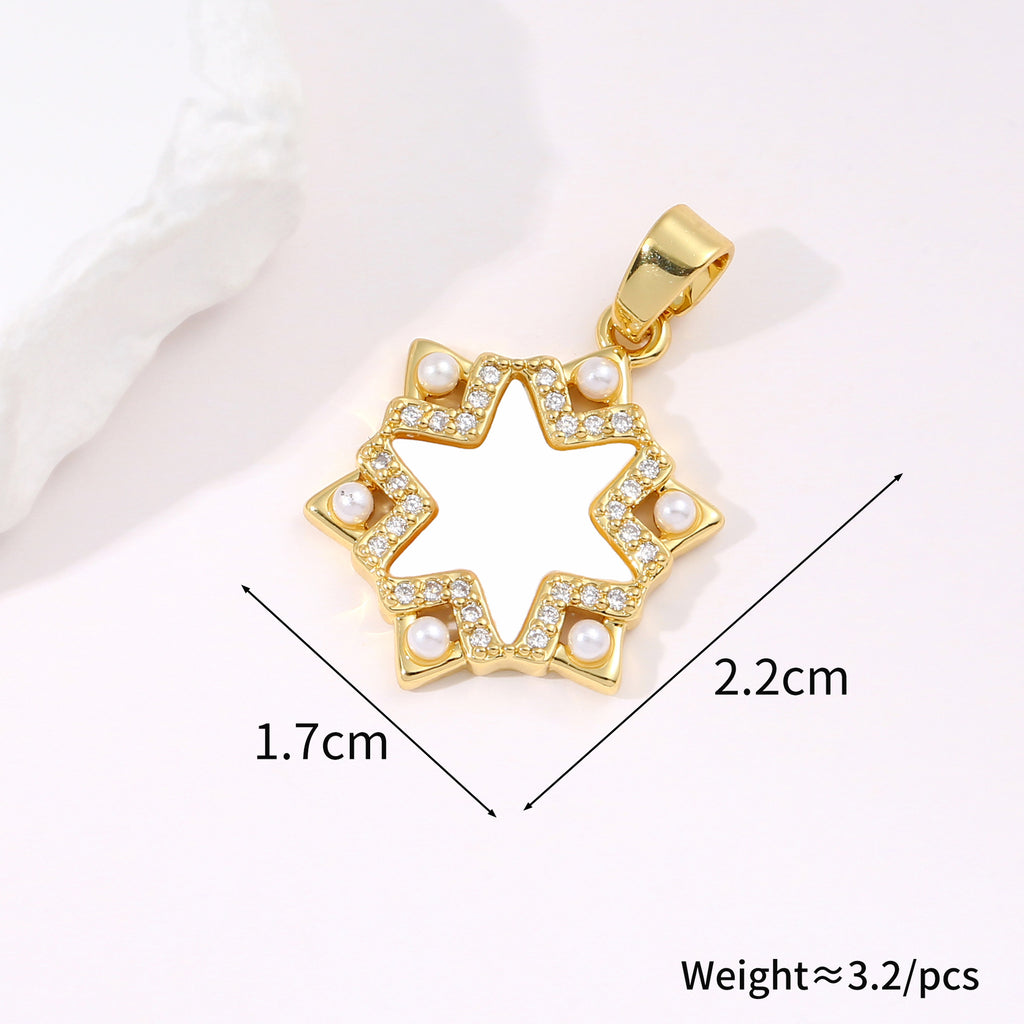 Simple star-shaped personality creative pendant necklace copper shell gold-plated micro-inlaid colorful zircon pendant accessories