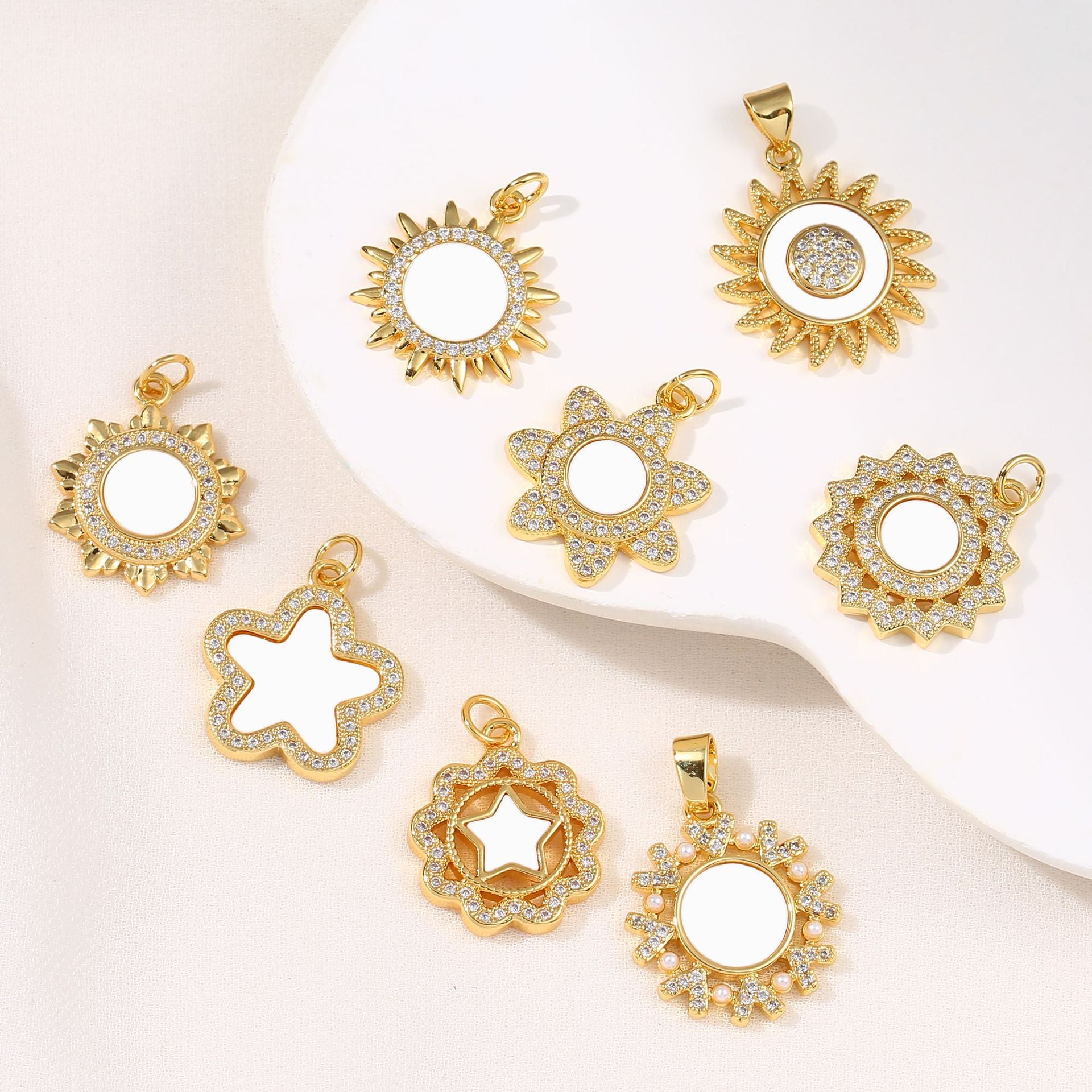 Zircon Shell Sunflower Round Star Necklace Jewelry European and American Manufacturers Wholesale