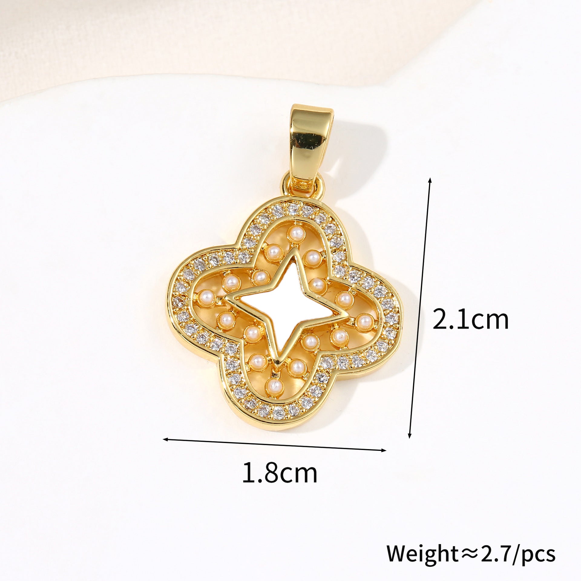 Full diamond four-leaf clover inlaid pearl necklace female personality versatile jewelry DIY bracelet necklace accessories