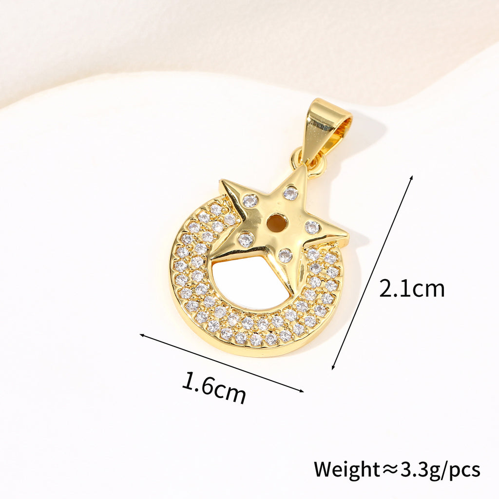 Stars and moons inlaid with diamonds, shells, stars and moons inlaid with zircon wholesale accessories pendants vintage necklaces