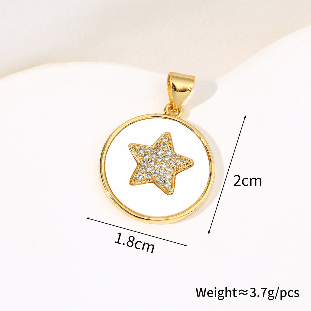 Stars and moons inlaid with diamonds, shells, stars and moons inlaid with zircon wholesale accessories pendants vintage necklaces