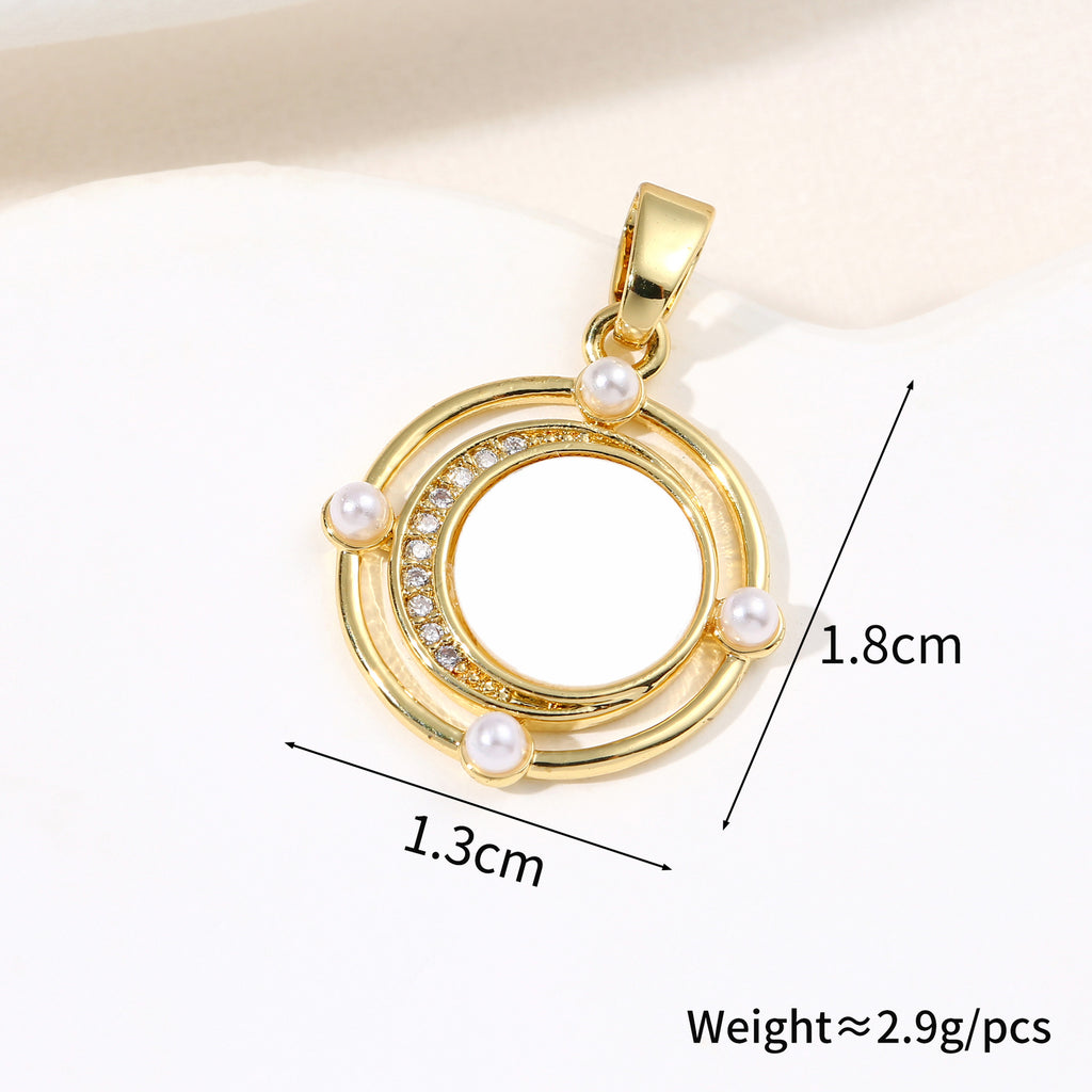 Round water wave pattern natural shell pendant single pendant female retro high-end necklace clavicle chain