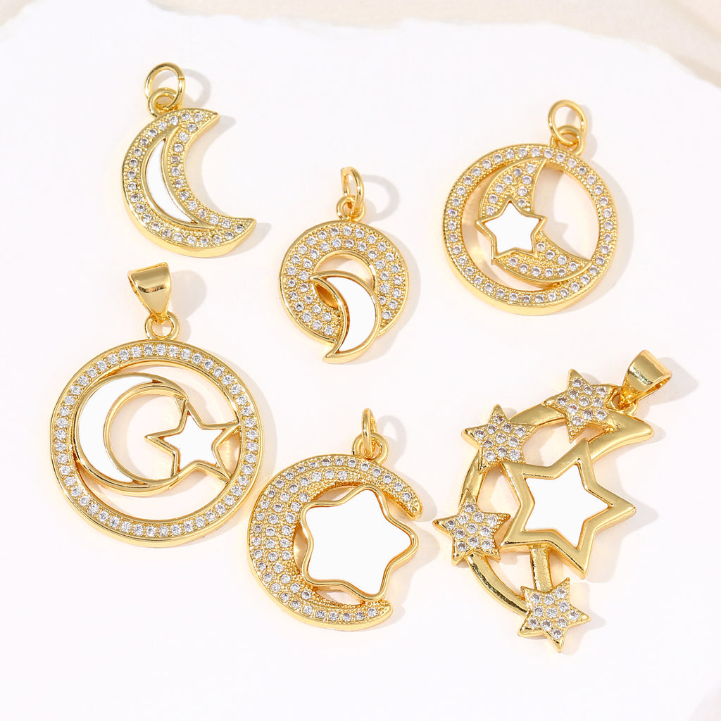 Star, moon and shell pendant single pendant for women retro all-match high-end necklace clavicle chain