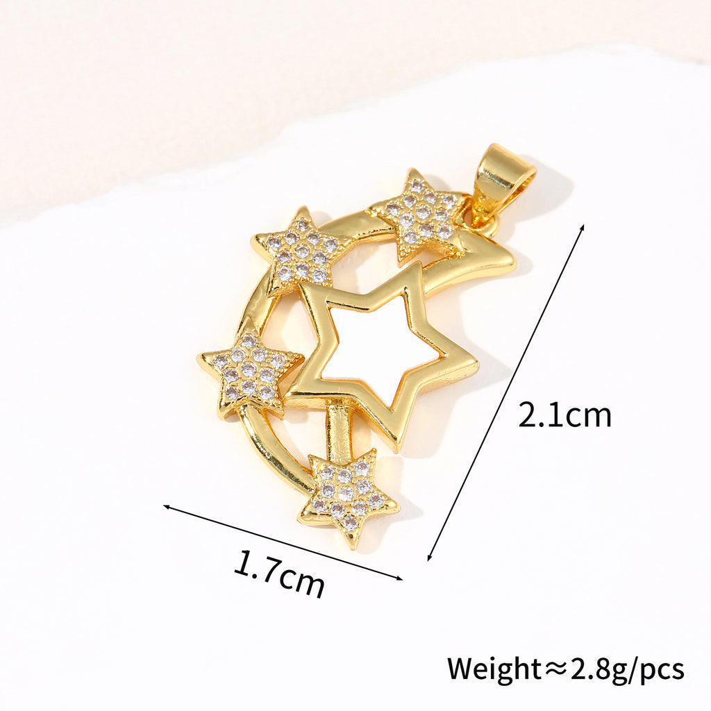 Star, moon and shell pendant single pendant for women retro all-match high-end necklace clavicle chain