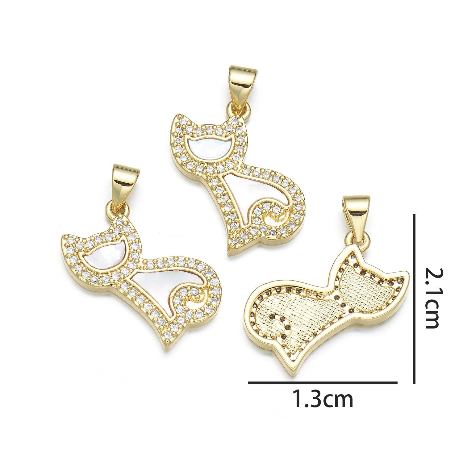 Copper gold-plated shell cat pendant necklace diy accessories clavicle chain ins personality niche