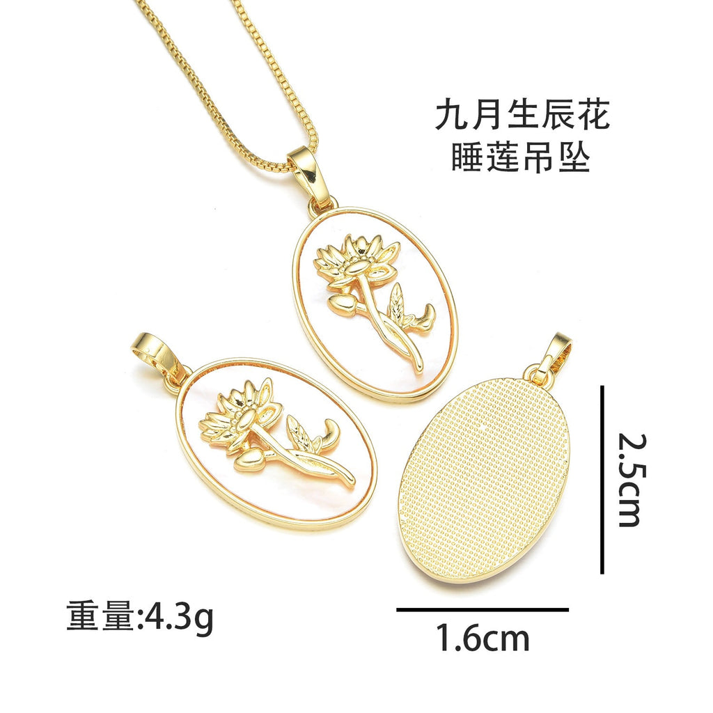 Flower Season Birthday Shell Pendant Single Pendant Fashionable Temperament Flower Shape Clavicle Chain