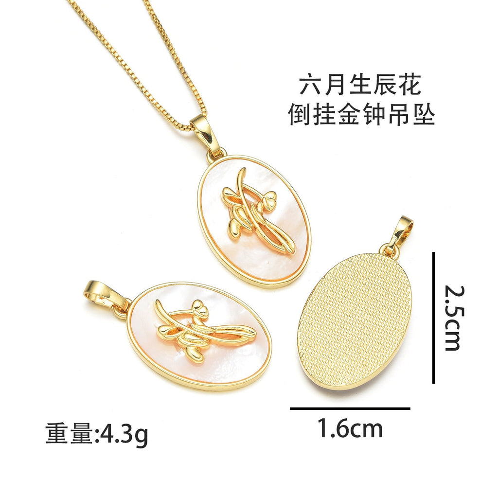 Flower Season Birthday Shell Pendant Single Pendant Fashionable Temperament Flower Shape Clavicle Chain