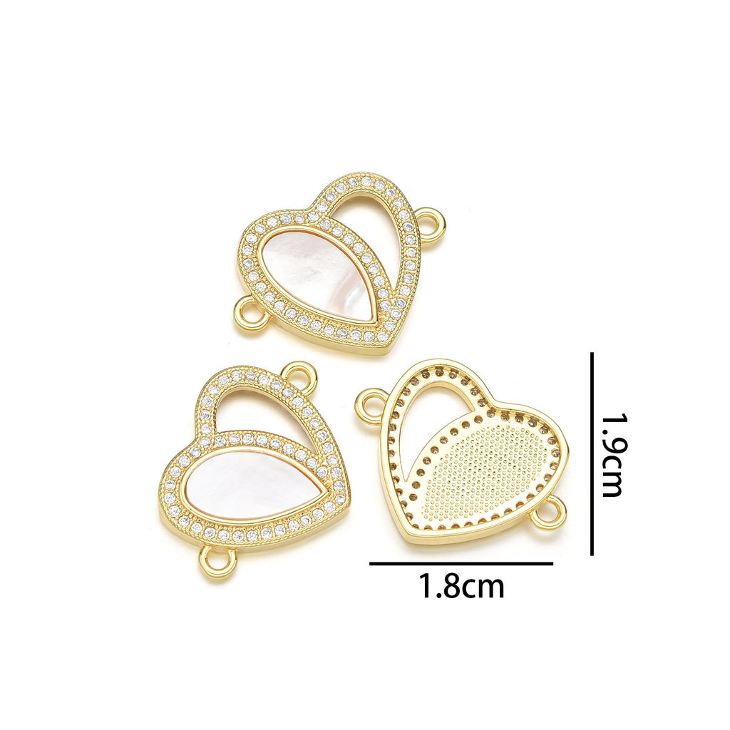 Heart Peach Heart Pendant Single Pendant Necklace Shell Diamond Copper DIY Accessories Clavicle Chain Wholesale