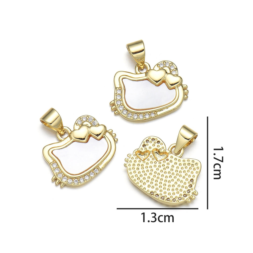 Copper gold-plated shell cat pendant necklace diy accessories clavicle chain ins personality niche
