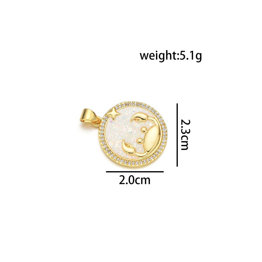 Twelve constellations set retro opal pendant jewelry accessories oil drop zircon versatile clavicle necklace for women